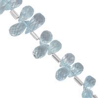55cts Sky Blue Topaz Side Drill Graduated Faceted Drops Approx 5x3.50 to 10x5.50mm, 20cm Strand with Spacers