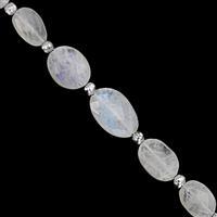 48cts Rainbow Moonstone Graduated Faceted Oval Approx 8.5x6 to 15.5x12mm, 16cm Strand with Spacers
