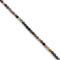45cts Rhodonite Faceted Rounds Approx 4mm, 38cm Strand