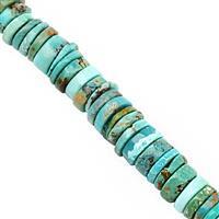 55cts Turquoise Smooth Wheels Approx 4.5x1 to 8x3mm, 20cm Strand