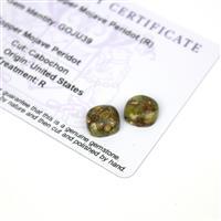 4.5cts Copper Mojave Peridot 10x10mm Cushion Pack of 2 (R)