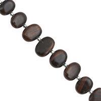 82cts Golden Sheen Obsidian Graduated Smooth Oval Cabochon Approx 11x8 to 15x11mm, 19cm Strand with Spacers