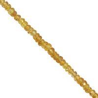 18cts Yellow Sapphire Faceted Rondelle Approx 2x1 to 3.5x1.75mm, 20cm Strand