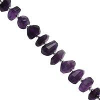 100cts Amethyst Faceted Unusual Tumble Approx 9x4 to 14x8mm, 15cm Strand with Spacers