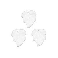 Silver Plated Brushed Base Metal Leaf Charms, Approx 15.5x12.5mm (25pk)