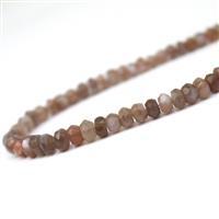55cts Chocolate Moonstone Faceted Rondelles Approx 3-5mm, 33cm Strand