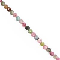 25cts Multi-Colour Tourmaline Faceted Round Approx 2.80 to 3mm, 40cm Strand 