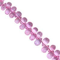 55cts Pink Colour Coated Topaz Top Side Drill Faceted Drop Approx 5x3 to 8.5x5mm , 17cm Strand with Spacers