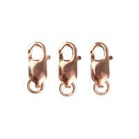 925 Rose Gold Plated Sterling Silver Lobster Claw Clasps Approx 16mm (3pcs)