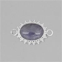 925 Sterling Silver Gemset Connector Approx 32x20mm Inc. 9cts Tanzanite Oval Cabochon Approx 18x13mm