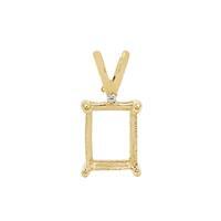 Gold Plated 925 Sterling Silver Octagon Pendant Mount (To fit 9x7mm gemstone) Inc. 0.02cts White Zircon Brilliant Cut Rounds 1.25mm- 1pair