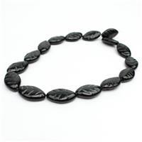 240cts Black Obsidian Carved Leaves Approx 25x15mm, Approx 38cm strand
