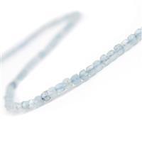 30cts Aquamarine Faceted Cubes Approx 3.5mm, 38cm strand