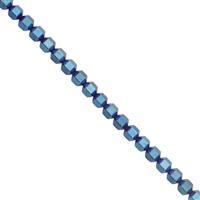 70cts Royal Blue Color Coated Hematite Smooth Bicones Approx 4mm, 30cm Strand