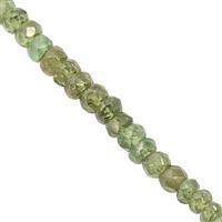 20cts Green Demantoid Garnet Faceted Rondelles Approx 2.5x1.5 to 4x3mm, 13cm Strand