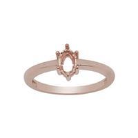 Rose Gold Plated 925 Sterling Silver Oval Ring Mount (To fit 6x4mm gemstone)- 1pcs