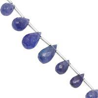 22cts Tanzanite Top Side Drill Graduated Faceted Drop Approx 4.5x3 to 10x6mm, 20cm Strand with Spacers