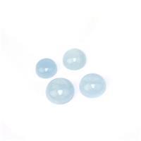 25cts Aquamarine (N) Cabochon Rounds Approx 11 to 14mm Loose Gemstone, (Set of 4) 