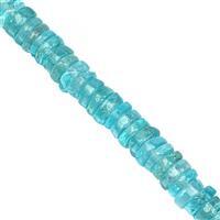 38cts Paraiba Colour Apatite Smooth Wheels Approx 3.5x1 to 4.5x1.5mm, 19cm Strand