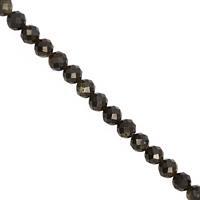 30 cts Golden Sheen Obsidian Faceted Round Approx 4.3mm, 30cm Strand