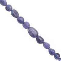 65cts Tanzanite Smooth Tumble Approx 4x5 to 11x8mm, 21cm Strand  