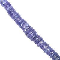 45cts Tanzanite Graduated Faceted Wheels Approx 2.5x1 to 6x1mm, 20cm Strand