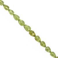 45cts Peridot Straight Drill Faceted Drop Approx 6x4 to 7x5mm, 22cm Strand with Spacers