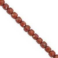 98cts Red Jasper Faceted Cube Approx 5 to 5.5mm, 38cm Strand