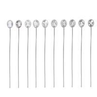 2.60cts Oval 4x3mm Blue Topaz Sterling Silver Headpins Design (40mm x .50mm) (Pack of 10 Pcs.)