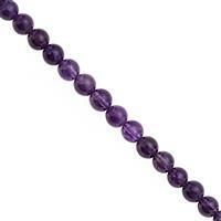 70cts Dark Amethyst Smooth Round Approx 5.50 to 6.50mm, 28cm Strand