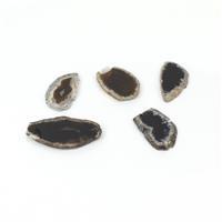 260cts Black Agate Slabs Approx 20x45mm Set of 5 Slices, Top Drilled