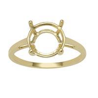 9ct Gold Round Ring Mount (To fit 10x10mm gemstone)