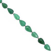 45cts Green Onyx Center Drill Graduated Faceted Drops Approx 6x4 to 9x7mm, 18cm Strand with Spacers