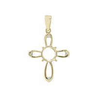 9ct Gold Cross Pendant Mount (To fit 8x8mm gemstone) with Diamond
