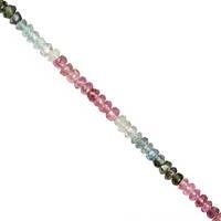 15cts Multi-Colour Tourmaline Faceted Rondelle Approx 3x1.5 to 3.5x1.5mm, 19cm Strand