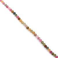15cts Multi-Colour Tourmaline Faceted Rounds Approx 3mm, 38cm Strand