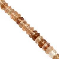 45cts Natural Imperial Topaz Faceted Rondelles Approx 3.5x2 to 5.5x3mm, 18cm Strand