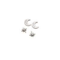 925 Sterling Silver Solderable Accents with CZ 4pcs (2 x Moon Approx 6x7mm & 2 x Star Approx 6mm)