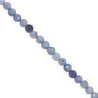 20cts Blue Aventurine Quartz Faceted Round Approx 3.50 to 4mm, 28cm Strand