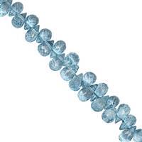 45cts London Blue Coated Topaz Top Side Drill Faceted Drop Approx 4.5x3 to 7.5x4mm, 19cm Strand with Spacers