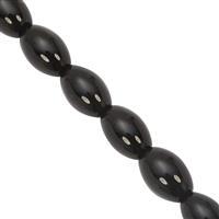 78cts Black Onyx Straight Drill Smooth Rice Bead Approx 11x7.5 to 12x8mm, 18cm Strand