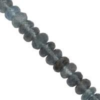 52cts Moss Aquamarine Graduated Faceted Rondelles Approx 4.5x2 to 7.5x4mm, 17cm Strand
