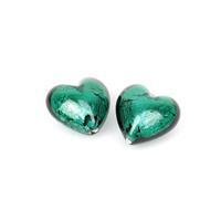 Preciosa Turquoise Lampwork Heart Beads Approx. 17x17mm (2pk)