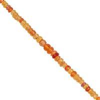 25cts Orange Sapphire Faceted Rondelle Approx 2x1 to 3x2mm, 30cms Strand