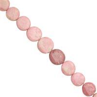 50cts Pink Thulite Smooth Coin Approx 5 to 10mm, 19cm Strand
