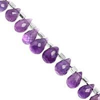 32cts Purple Amethyst Top Side Drill Graduated Faceted Drop Approx 5x3.5 to 9x5.5mm, 20cm Strand with Spacers