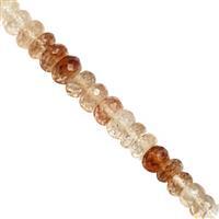 78cts Shaded Imperial Topaz Graduated Faceted Rondelles Approx 5x2 to 7.5x4.5mm, 19cm Strand