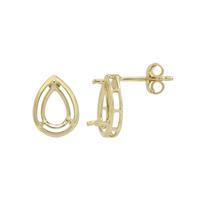 9k Yellow Gold Pear Earrings Mount (To fit 9x6mm gemstone)- 1pair