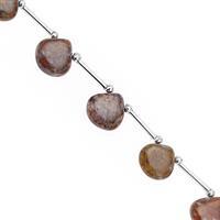 66cts Picasso Jasper Top Side Drill Smooth Heart Approx 11.5 to 14.5mm, 21cm Strand with Spacers