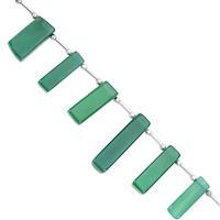 Early Bird - 115cts Green Onyx Top Side Drill Graduated Smooth Bars Approx 13.5x7.5 to 28.5x8mm, 18cm Strand with Spacers